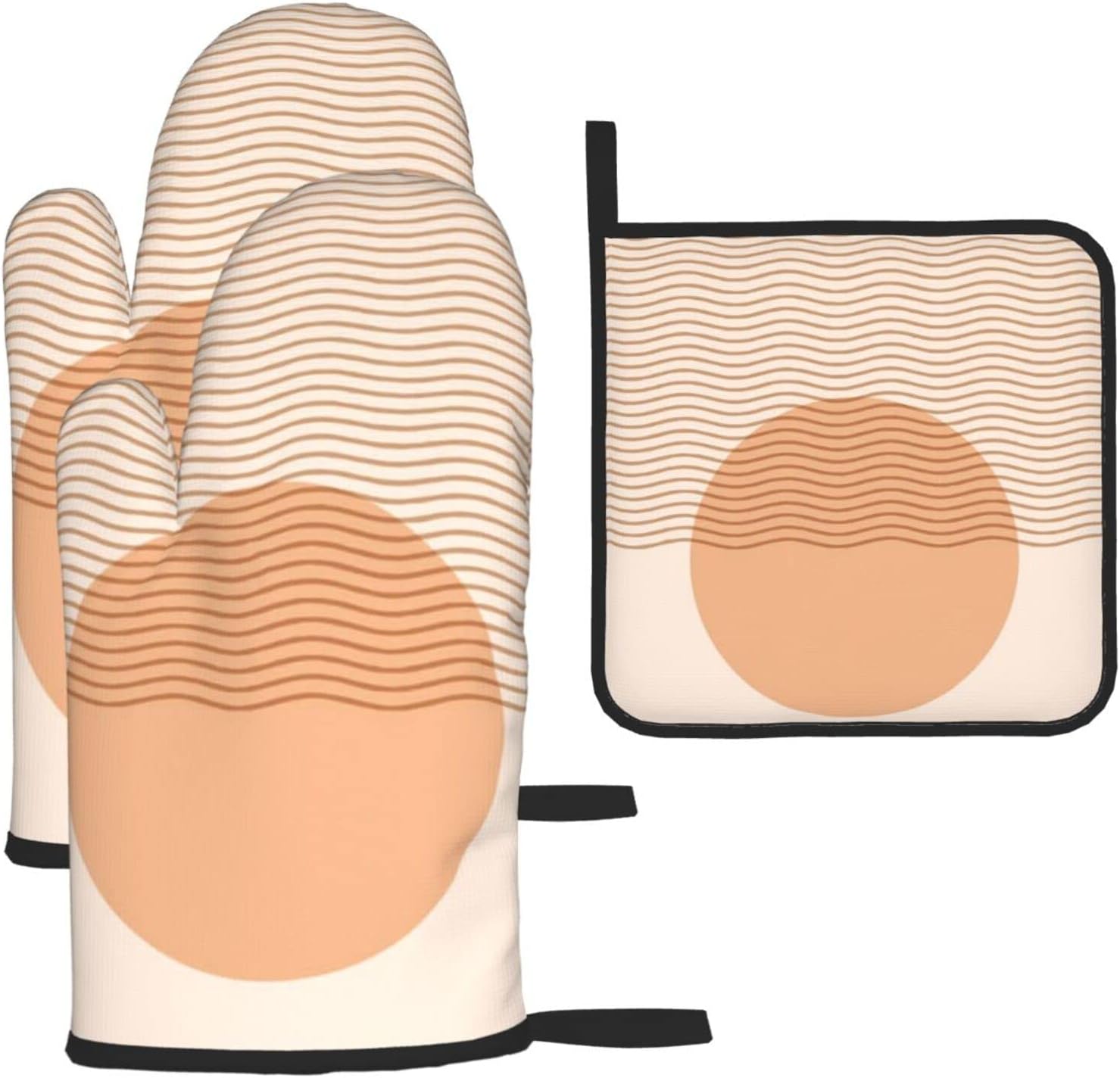 Sun Boho Oven Mitts Set for Kitchen - Heat Resistant