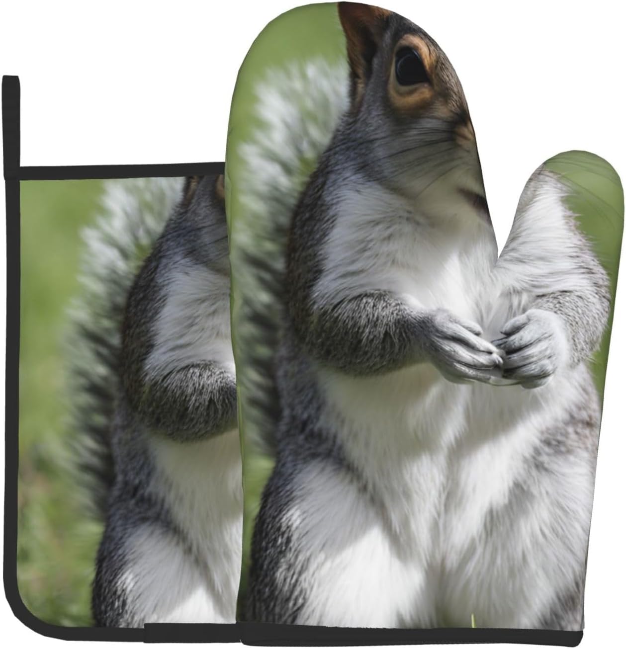 Indoor Red Squirrel Oven Mitts Pot Holders Set