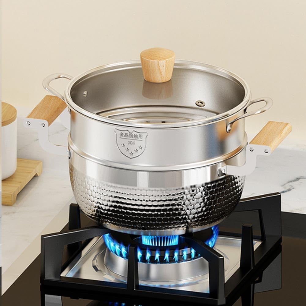 VKEID Tri-Ply Stainless Steel Stock Pot for Oven mitt Required