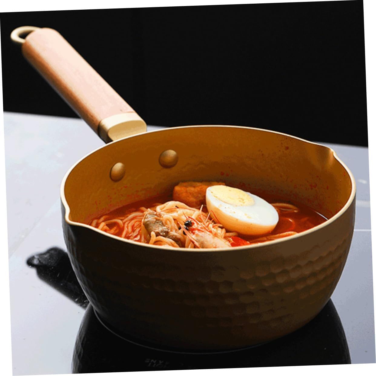 Japanese Style Non Stick Milk Pan With Gold Hammered Handle