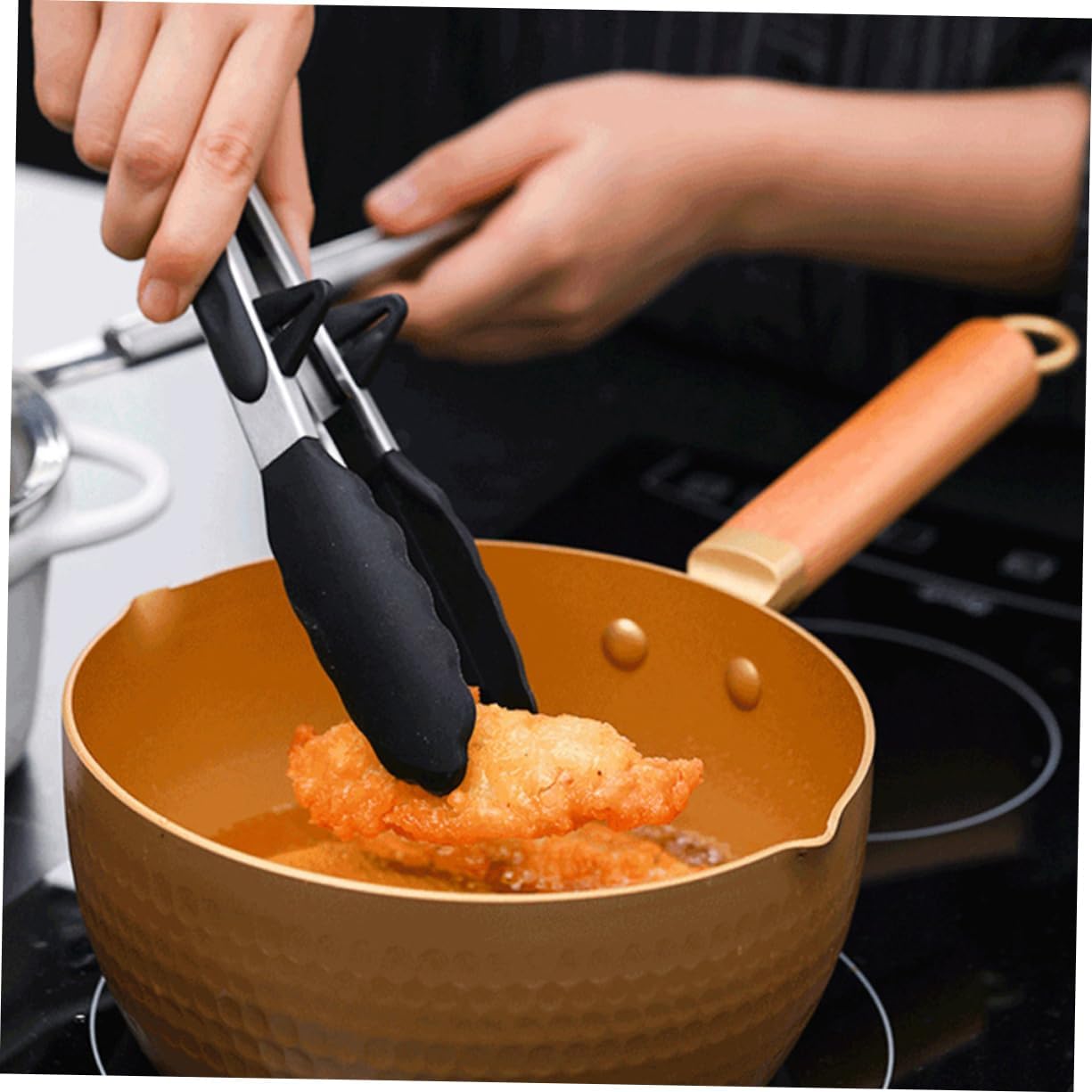 Japanese Style Non Stick Milk Pan With Gold Hammered Handle