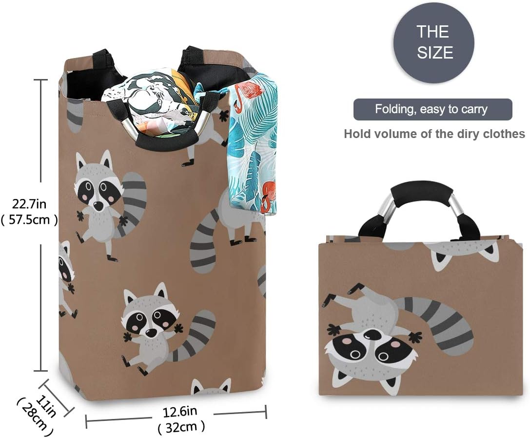 MOYYO Foldable Raccoon Laundry Basket with Handles