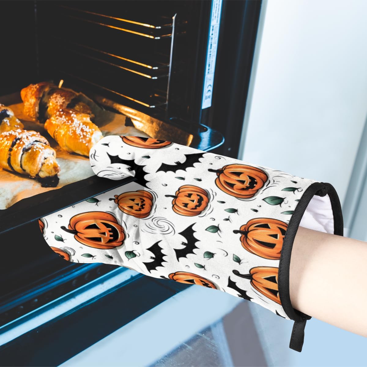 Aglebo Halloween Set Durable Heat-Resistant Oven Mitts Pot Holders