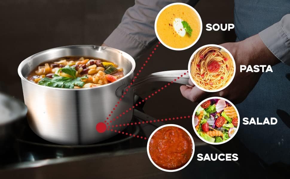 Sturdy Elegant 15 Quart Stainless Steel Saucepan