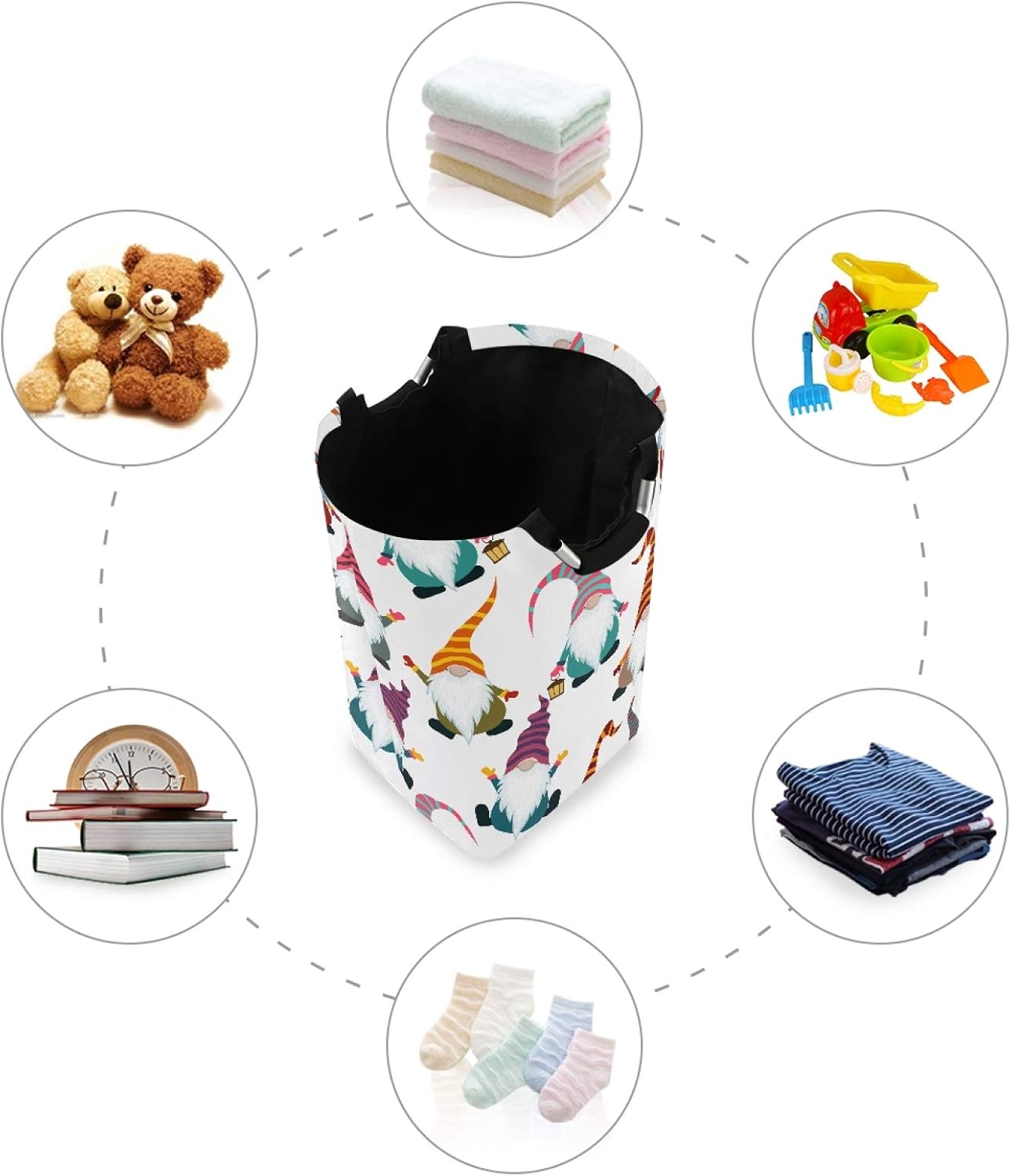 Christmas Funny Gnomes Laundry Basket - Foldable Storage for Kids Bathroom laundrovia