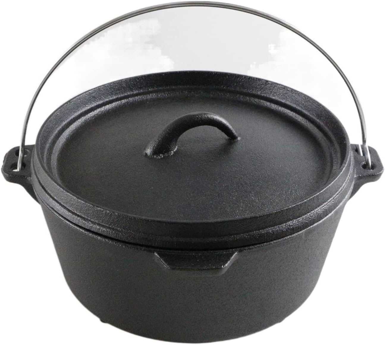 Cast Iron Stock Pot with Flat Bottom for Cooking and Steaming