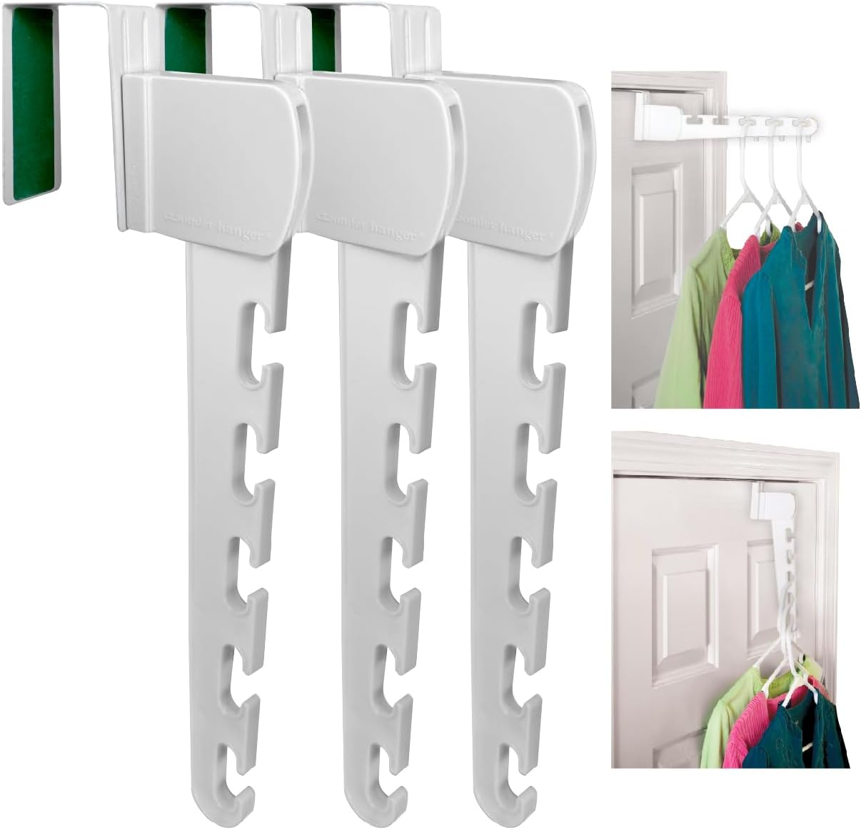 Freestanding over-the-door hanger organizer with 3-pack