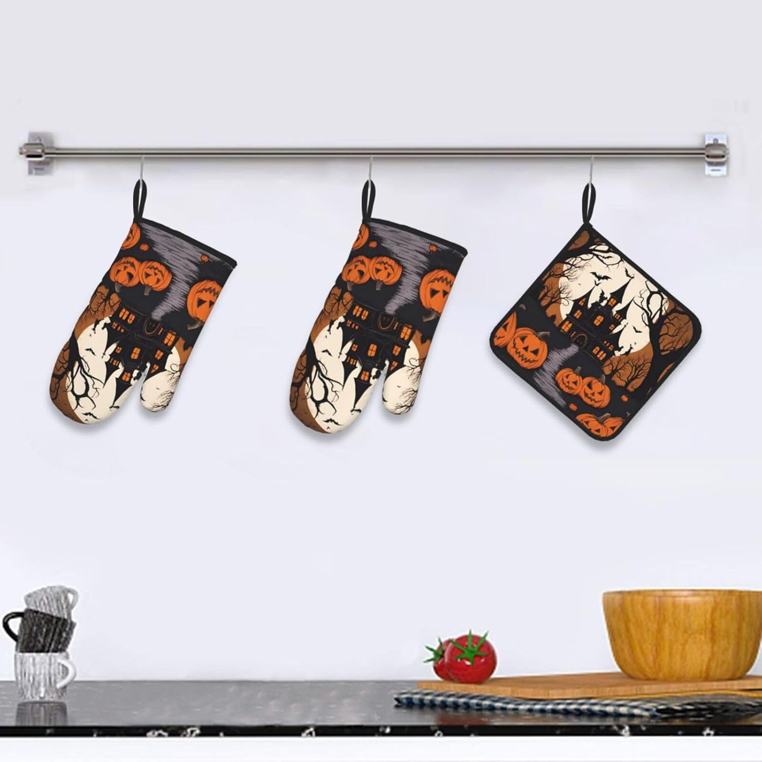 YYHHAOFA Oven Mitts Pot Holder Set Durable Heat-Insulating for Baking Cooking