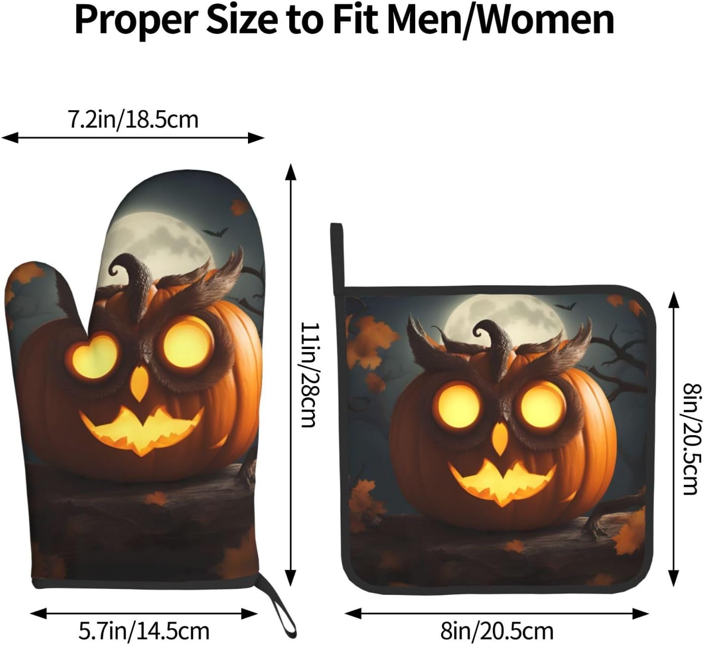 Halloween Silicone Oven Mitts - Owl Pumpkin Heat Resistant Kitchen Glove Set