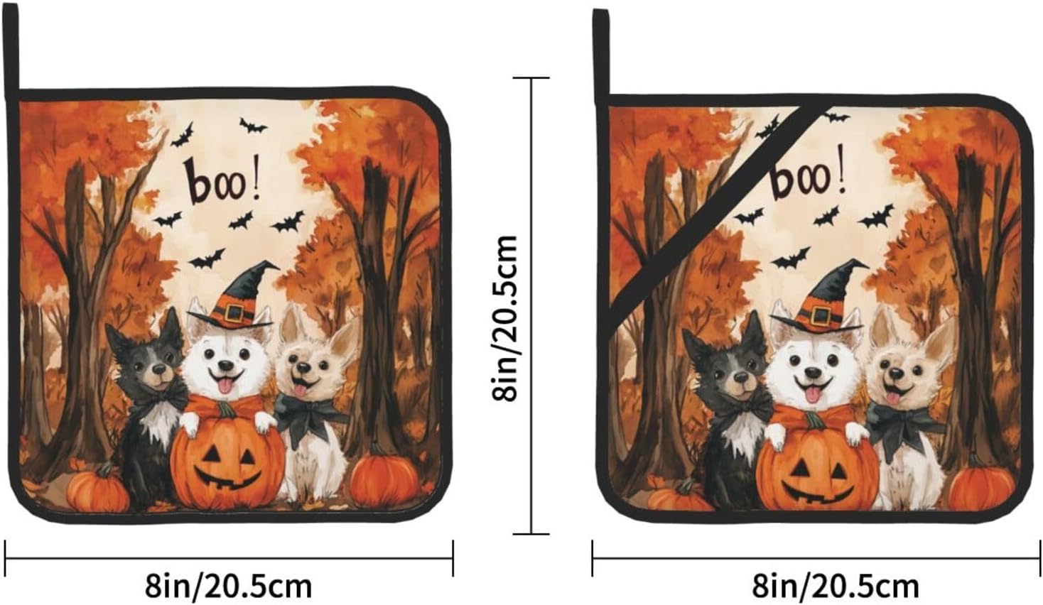 2Pcs Ghost Dogs Halloween Decor Pot Holders for Kitchen