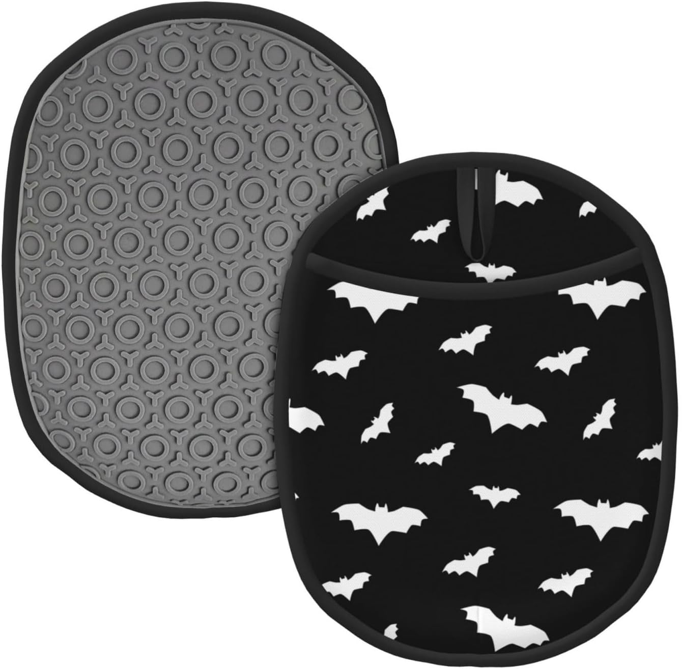 Silicone Oven Mitts with Pocket - Halloween Bat Design