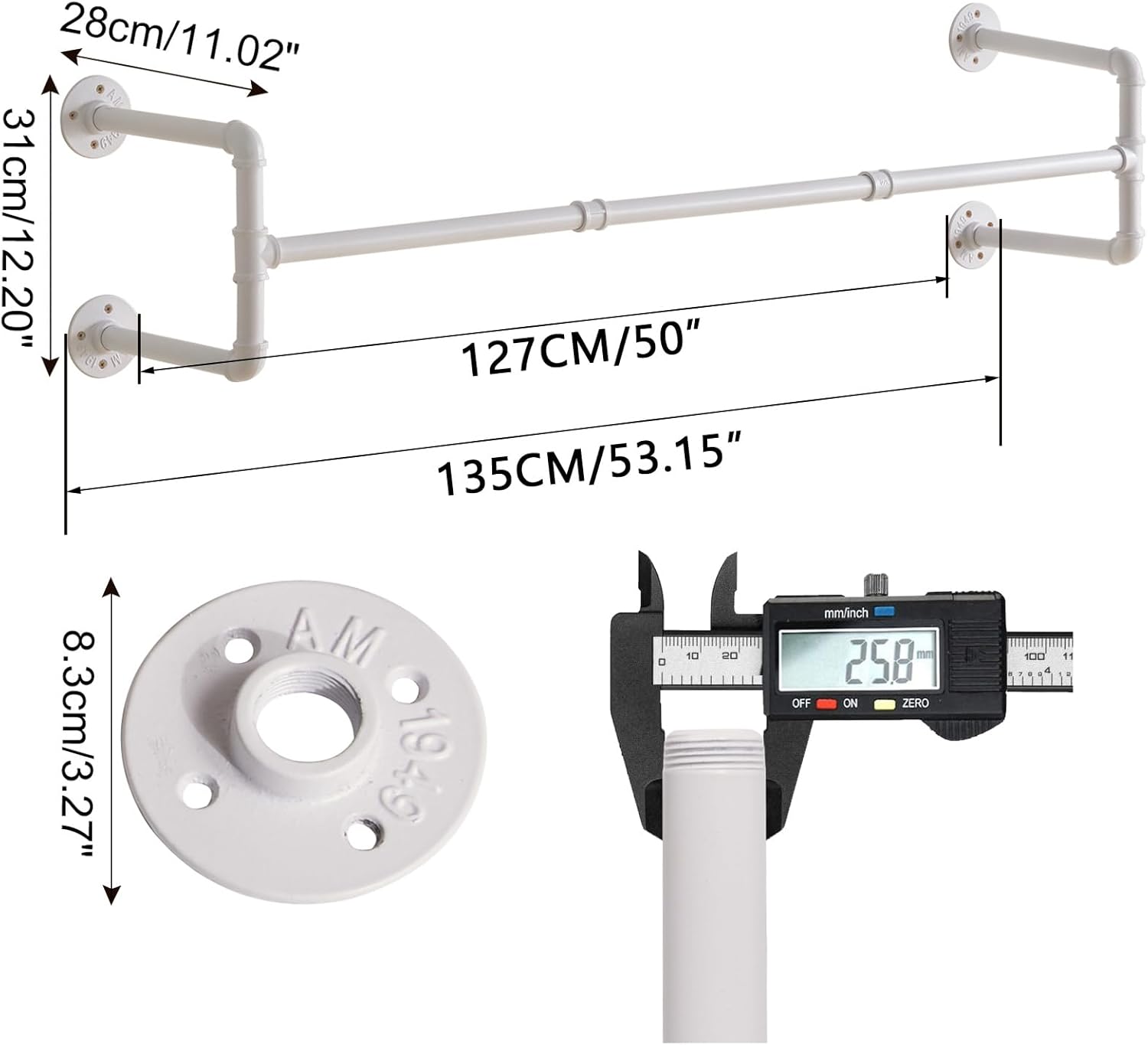 IBUYKE Industrial Pipe Clothes Rack