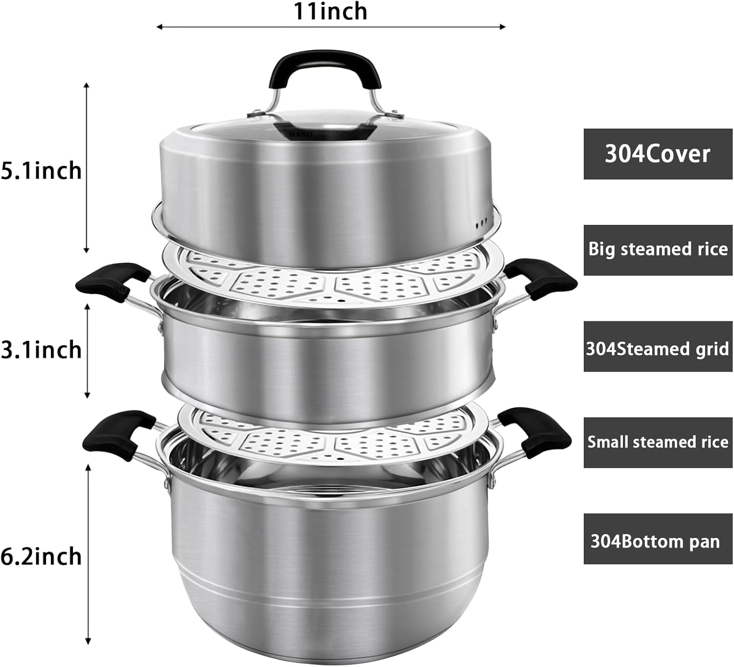 Convenient 11-Inch Steamer Pot for Kitchen Use