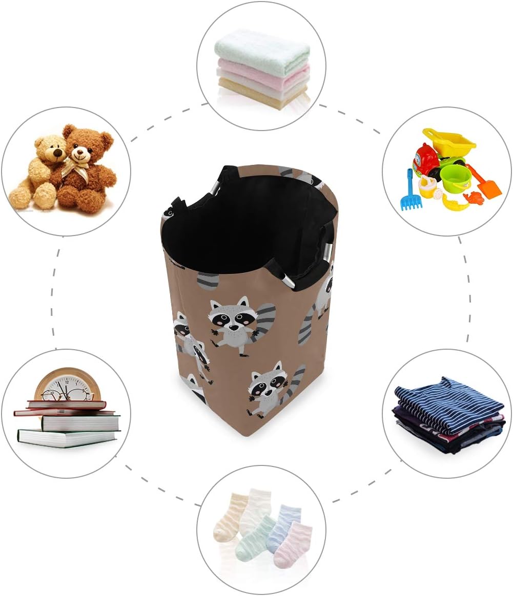 MOYYO Foldable Raccoon Laundry Basket with Handles