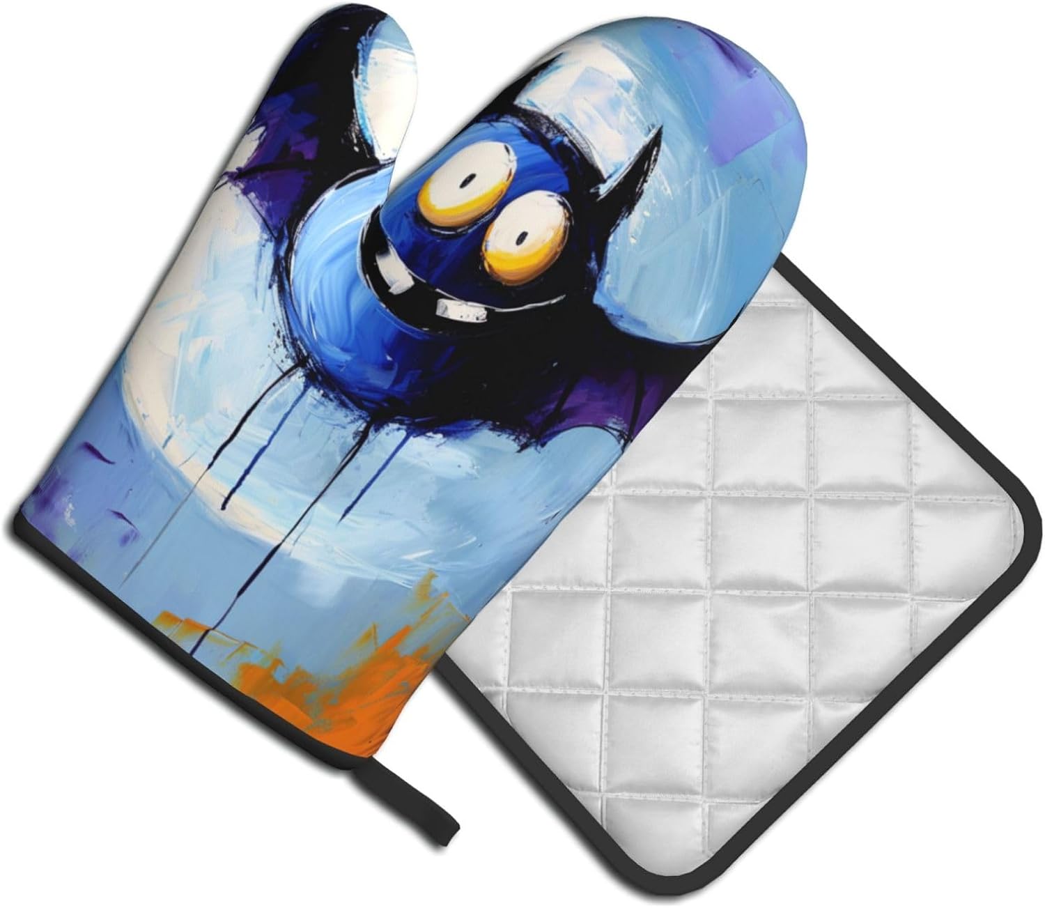 Halloween Bat Graffiti Oven Mitts Set