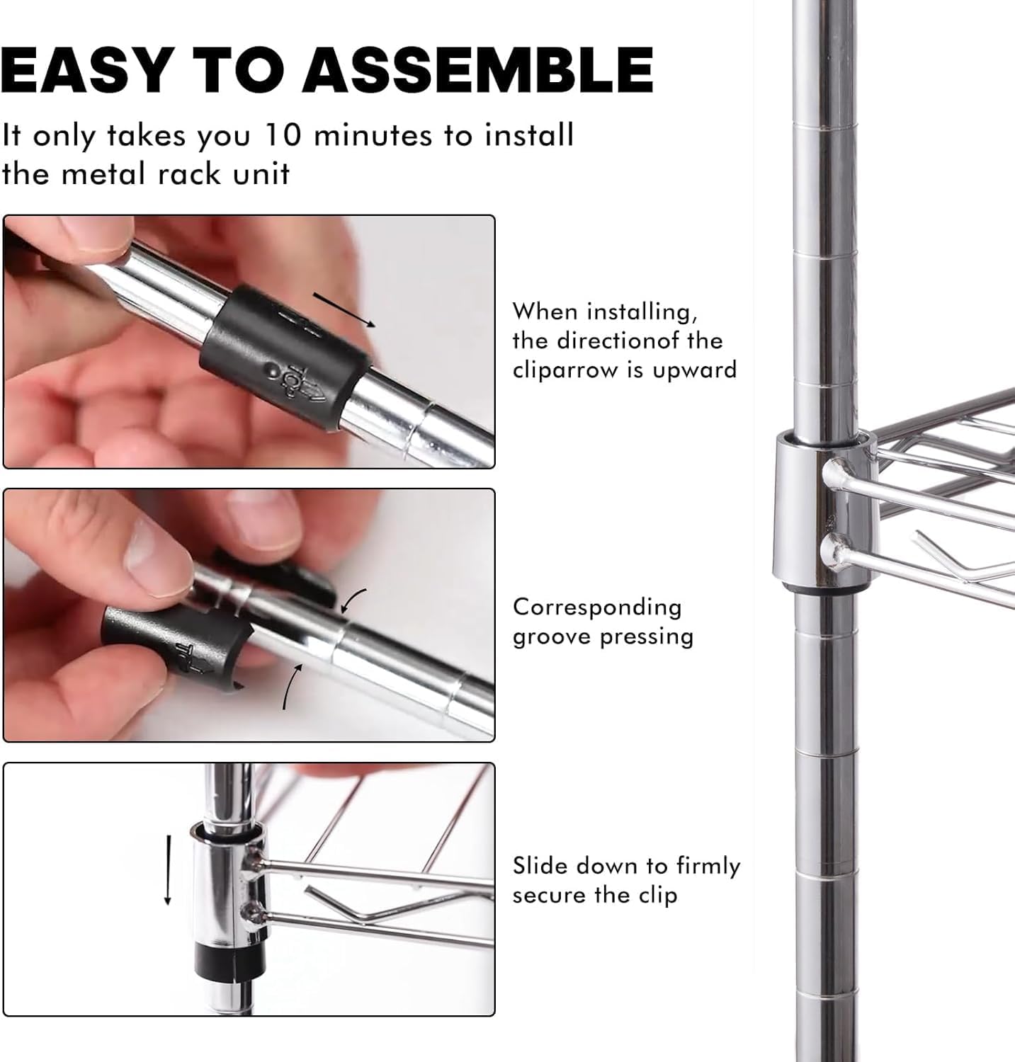 Land Guard 3-Tier Adjustable Chrome Shelving Unit