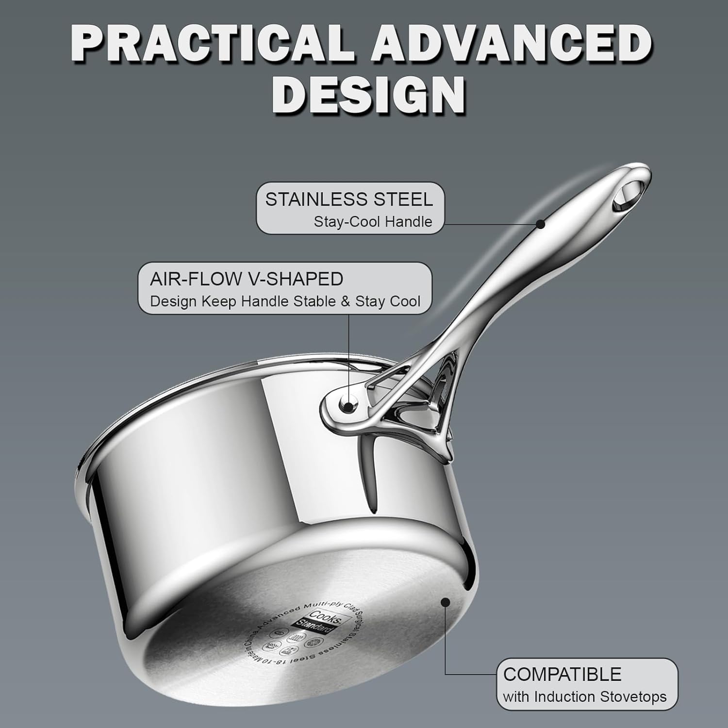 Elevate Your Cooking with Cooks Standard3 Quarts 1810 Stainless Steel Saucepan