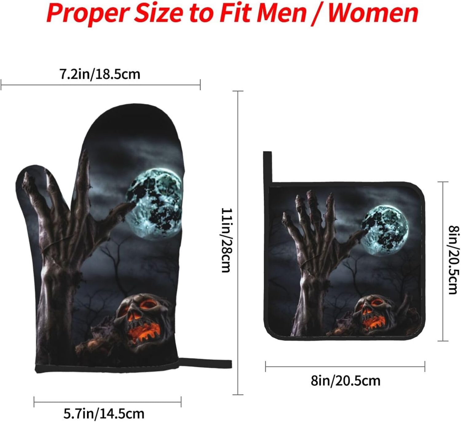 Zombie Hand Dark Halloween Oven Mitts and Pot Holders