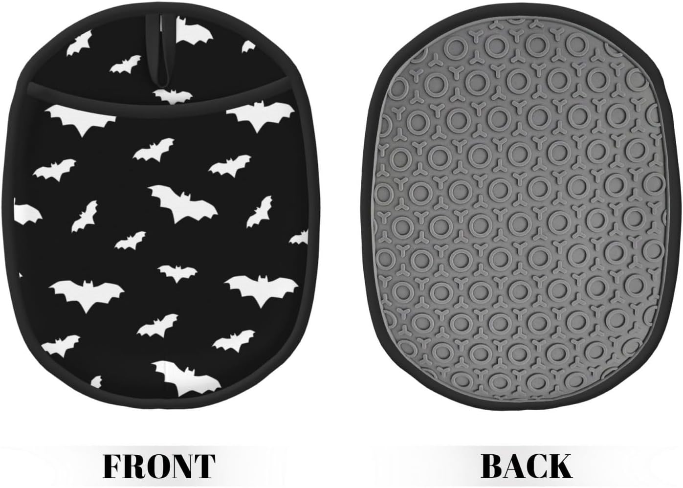 Silicone Oven Mitts with Pocket - Halloween Bat Design