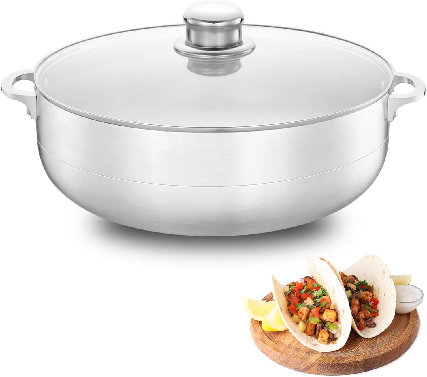 High-Quality Aluminum caliber pot with glass Lid even heat distribution feature
