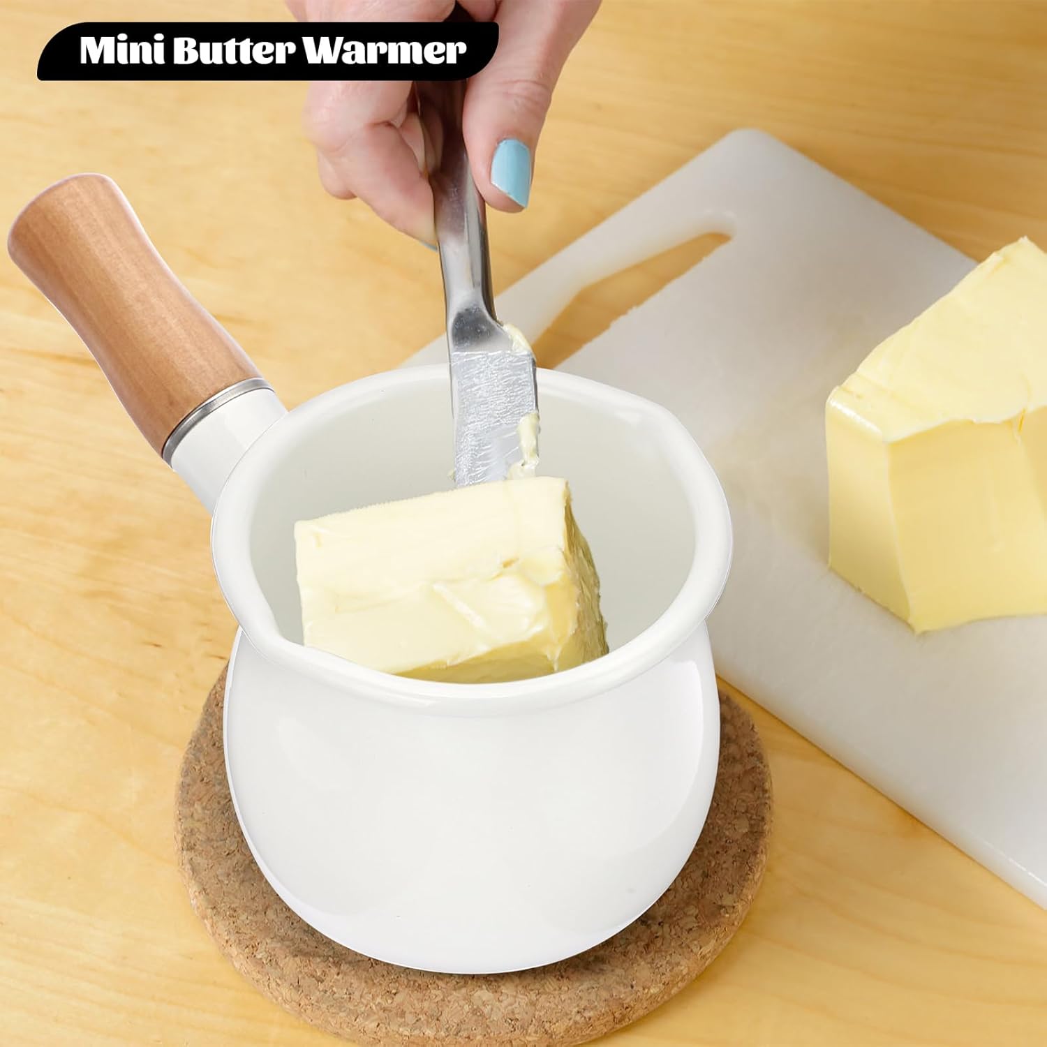 Elegant Enamel Butter Warmer Pot