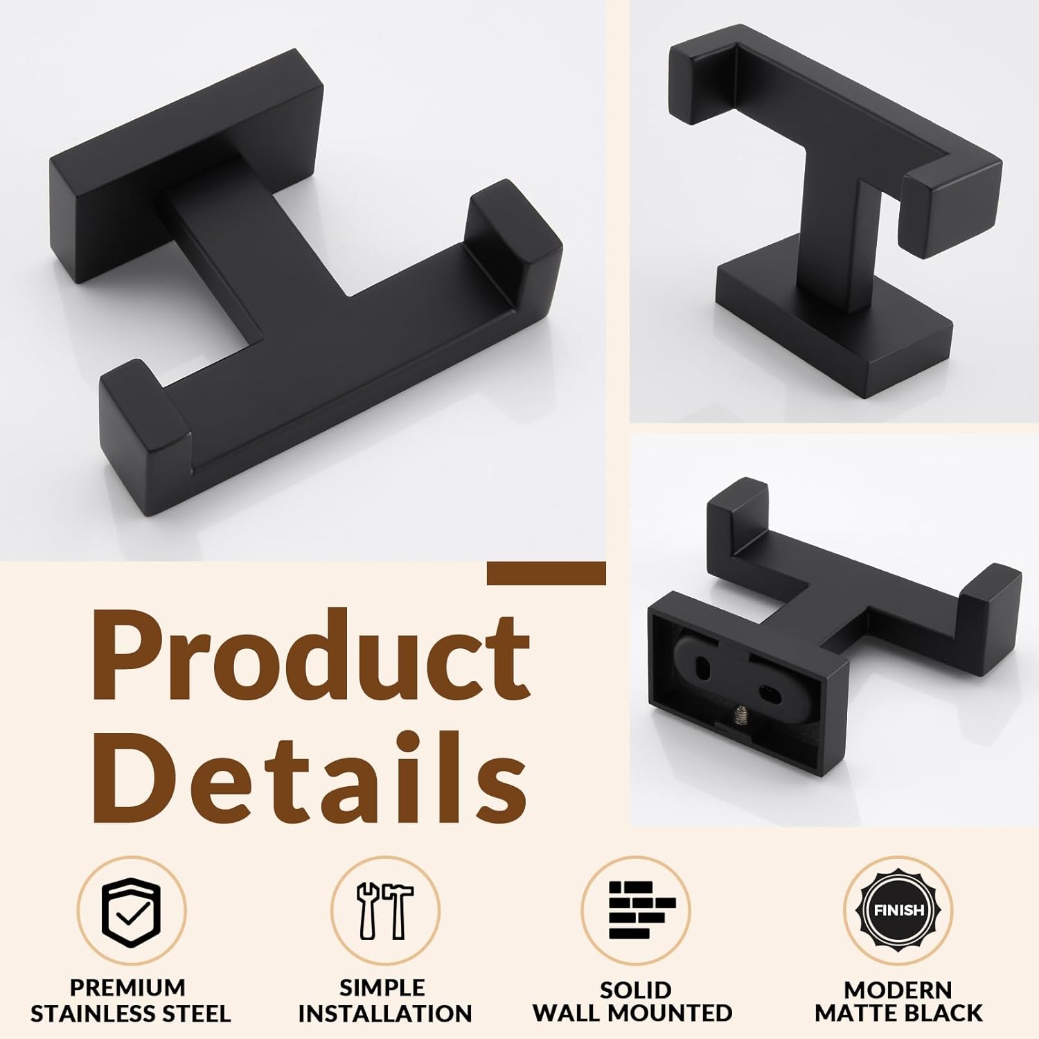 Sturdy Stainless Steel Dual Coat Hook