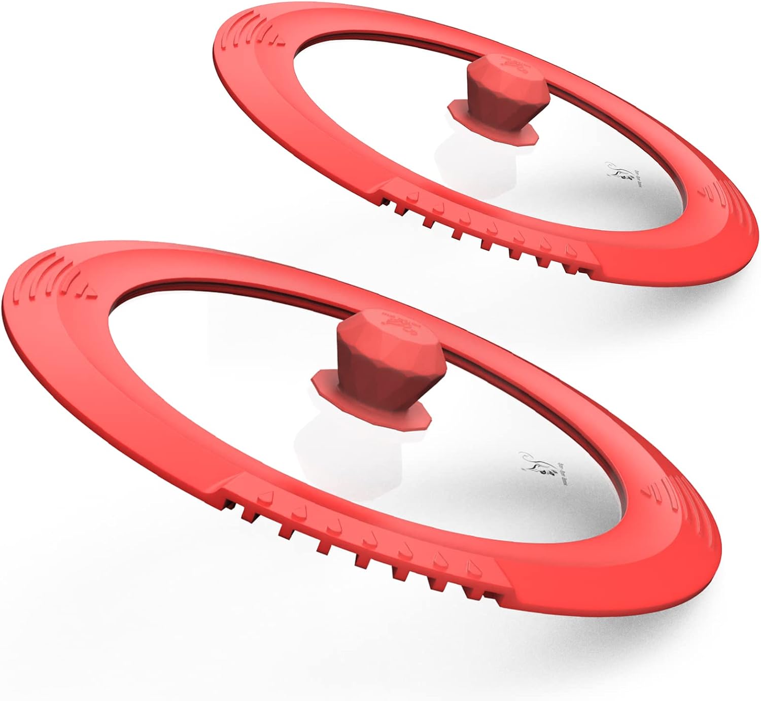 Tempered Glass Strainer Lid with Silicone Rim for Stockpot Pot - Red