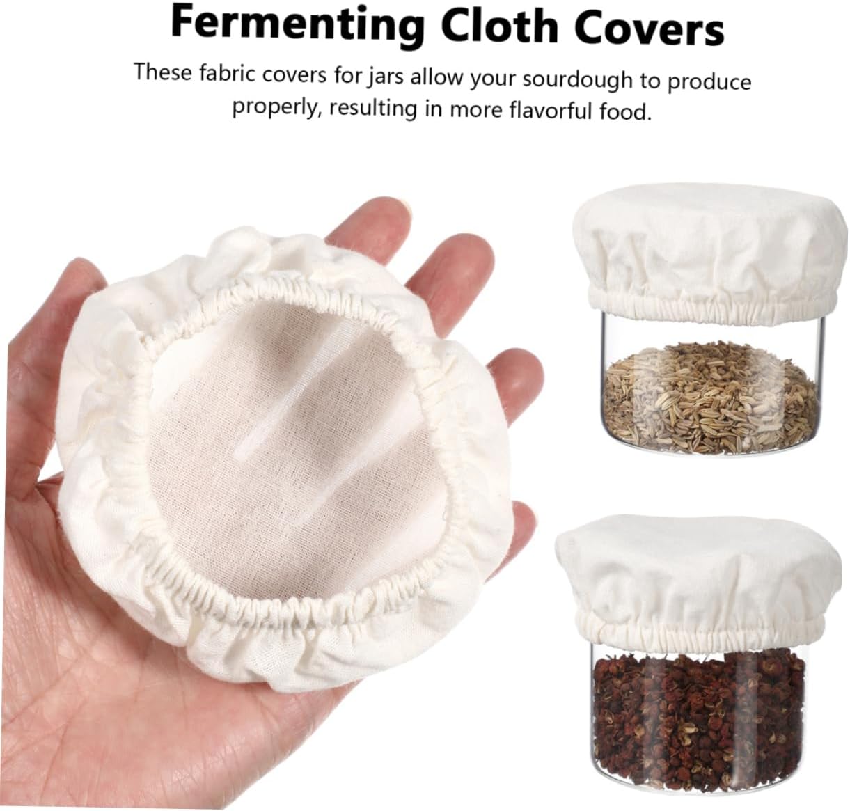 4pcs Beige Cotton Canning Jar Lids Covers Wide Mouth Jar Protectors
