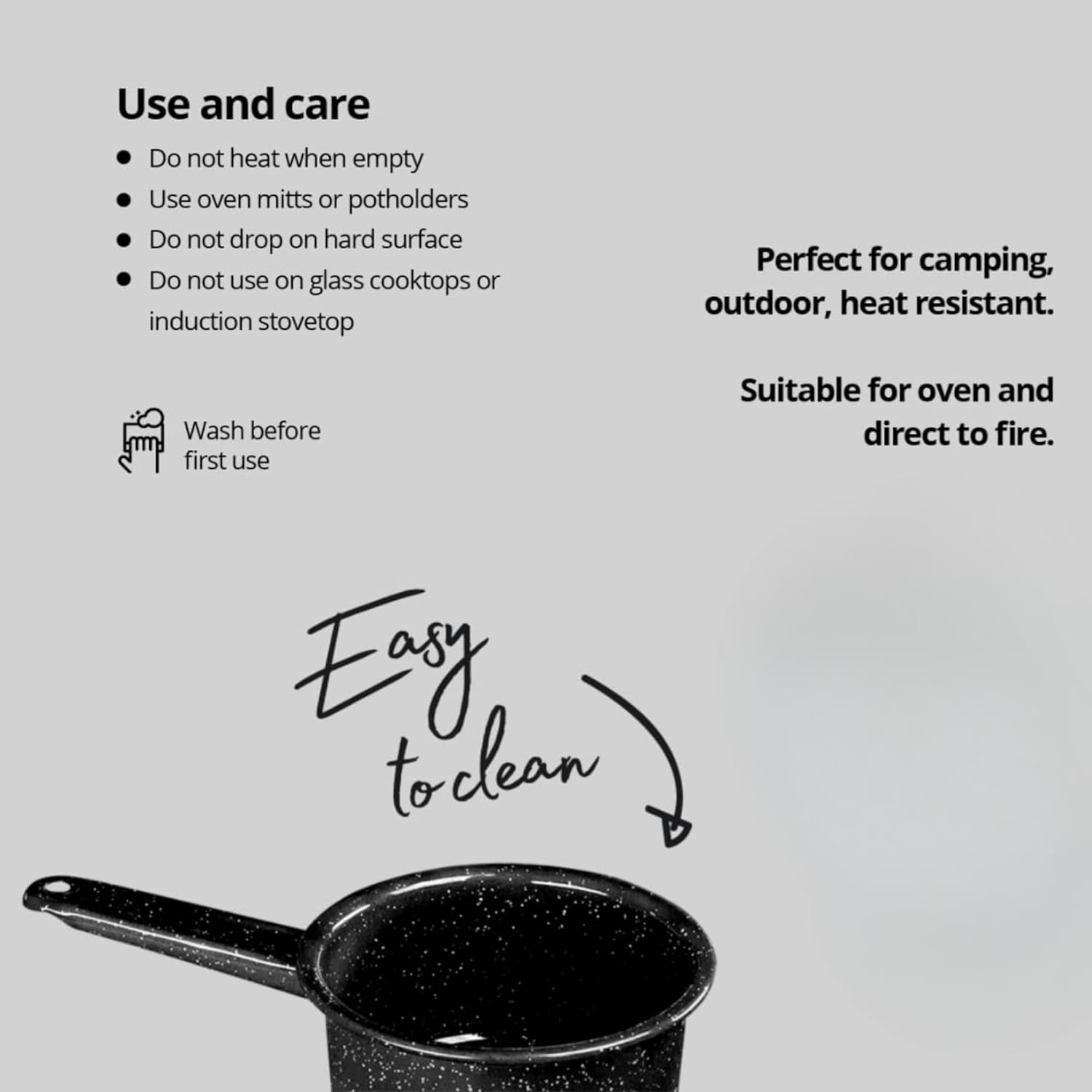 1-quart Granite Ware Saucepan Speckled Black