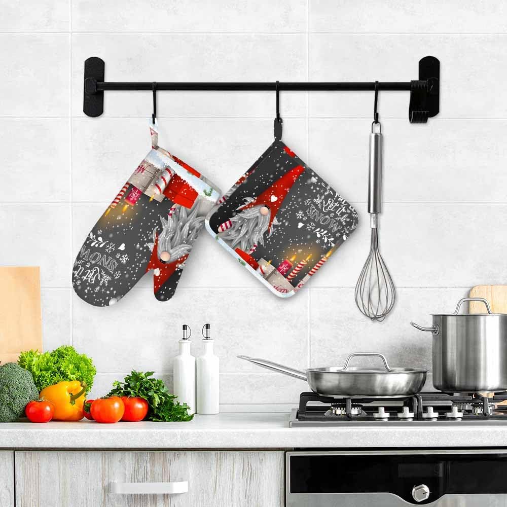 Scandinavian Dwarf Tomte Oven Mitts and Pot Holders Sets