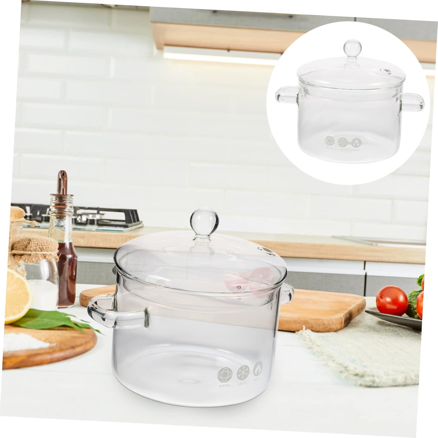 HOLIDYOYO High Borosilicate Glass Stockpot with Lid