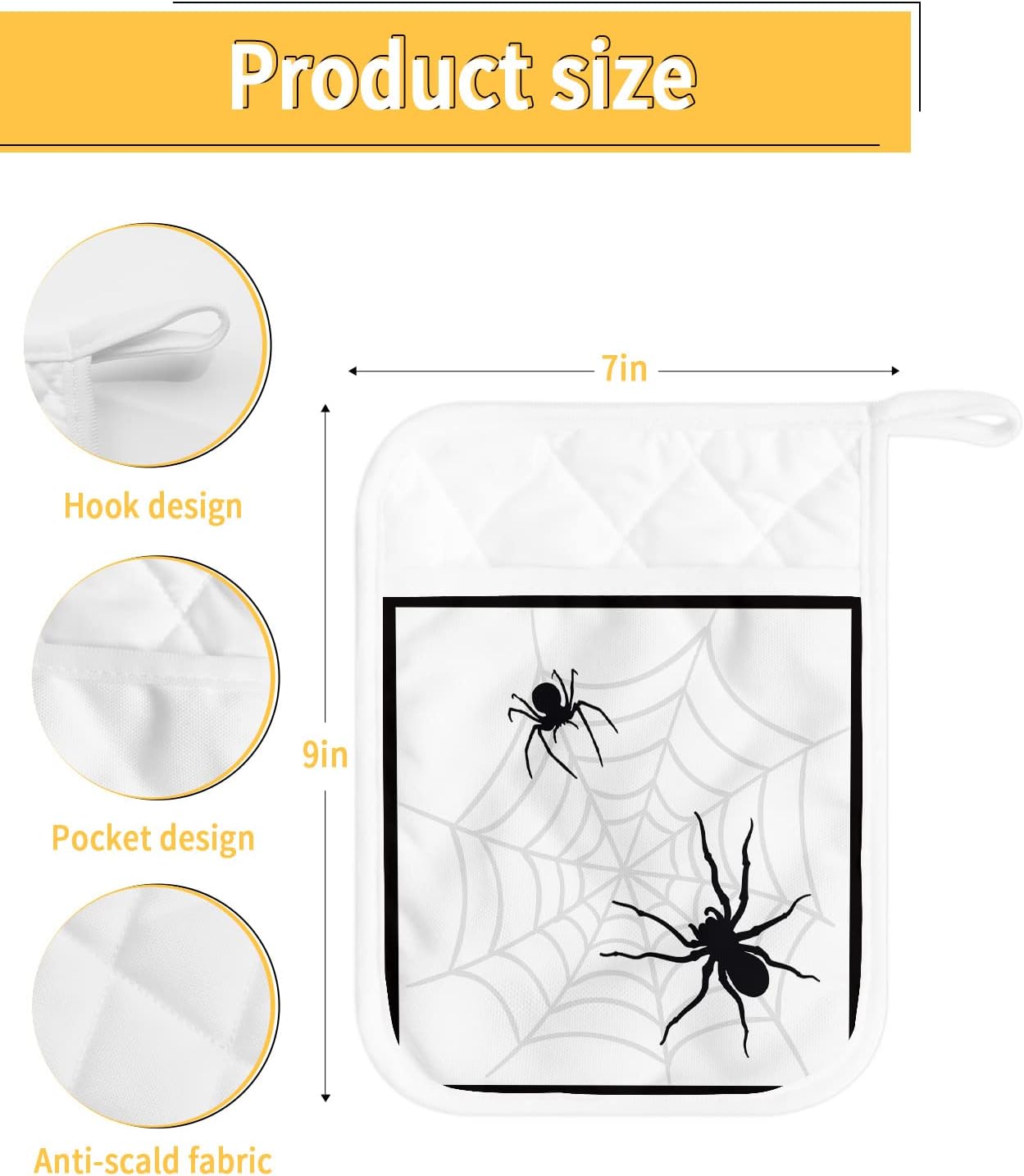 Cobwebz Heat-Resistant Potholders Set of 5