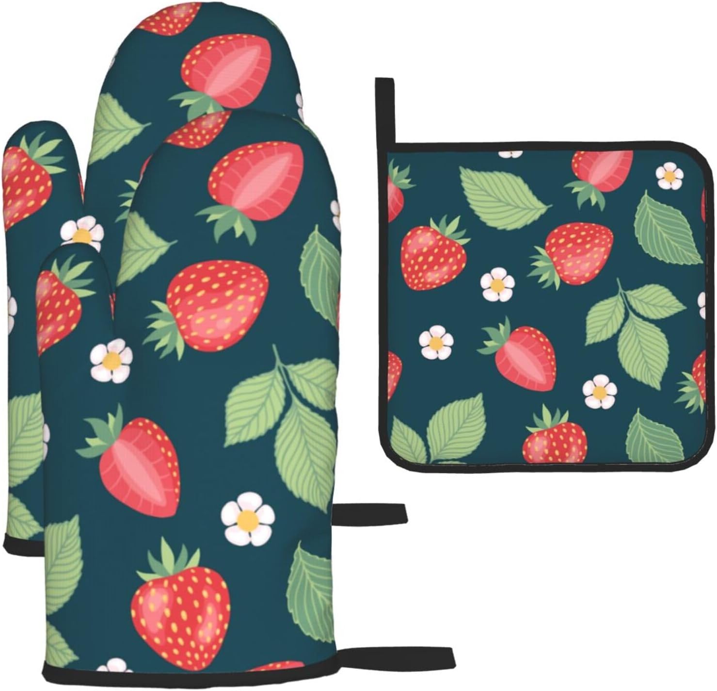 Durable Heat-Resistant Oven Mitts Set for Kitchen and Grill Use