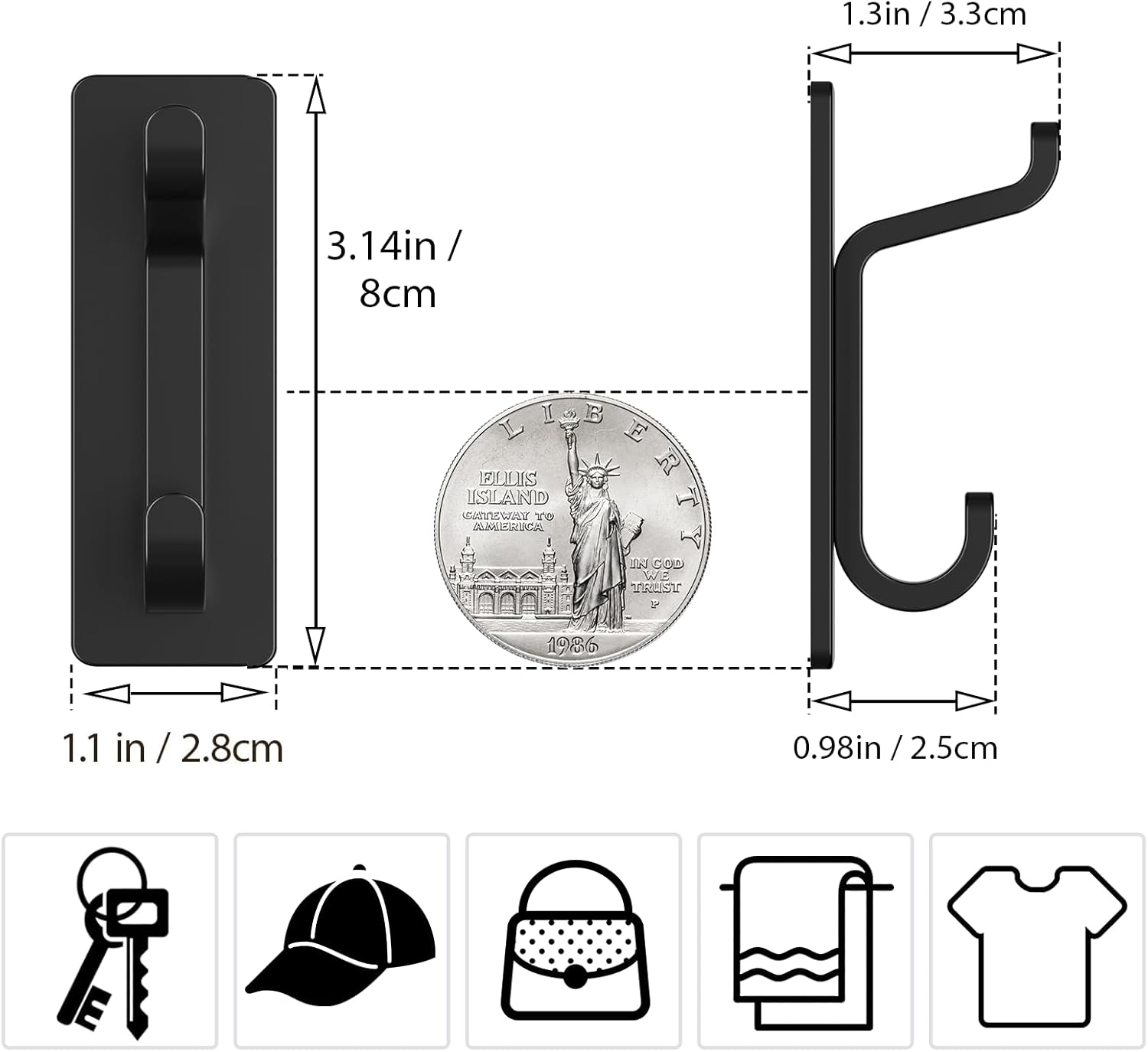 Pickpiff 10LB Heavy Duty Wall Hook Stainless Steel Door Organizer