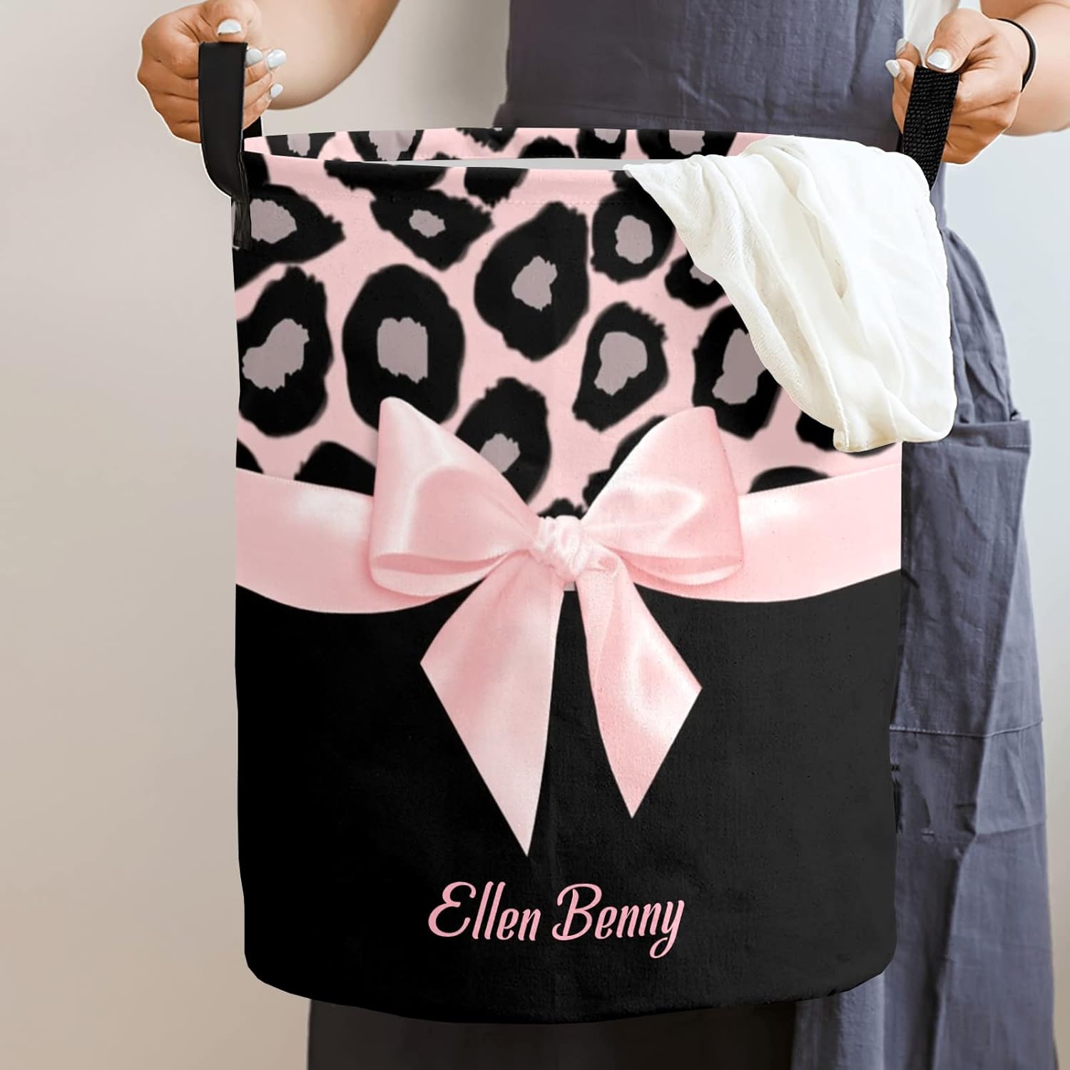 Personalized Pink Leopard Laundry Basket