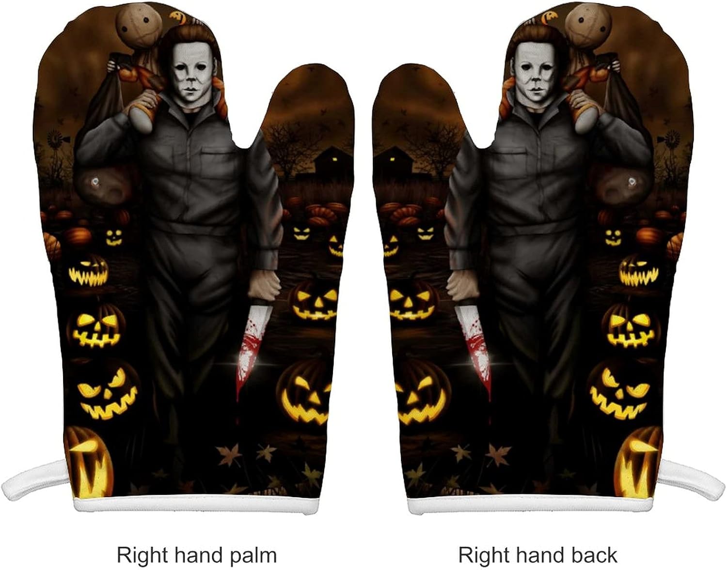 Halloween Michael Myers Oven Mitts Soft Cotton Heat Resistant Gloves for Kitchen