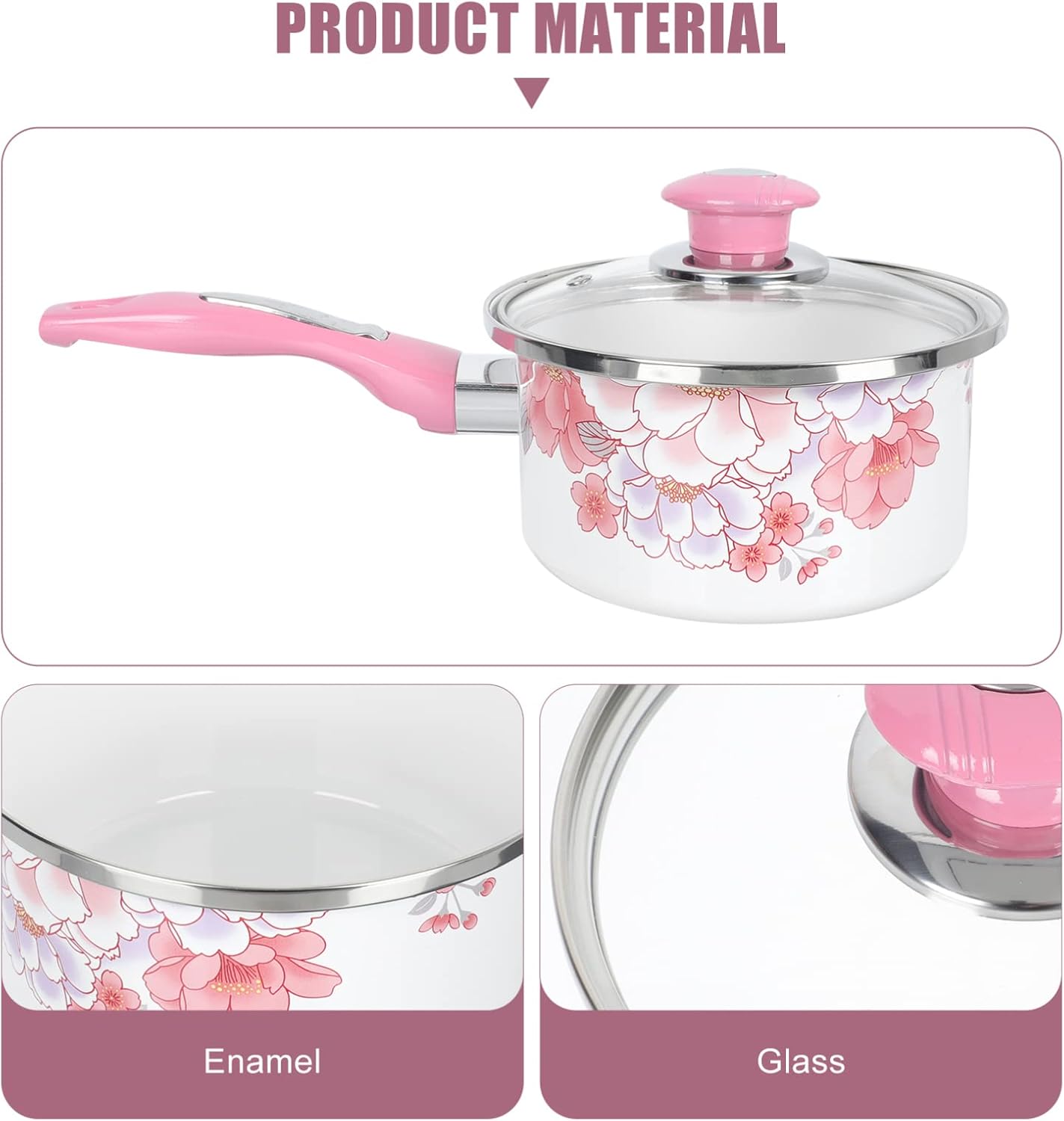 Convenient Non-Stick Enamel Saucepan Small Pot with Lid