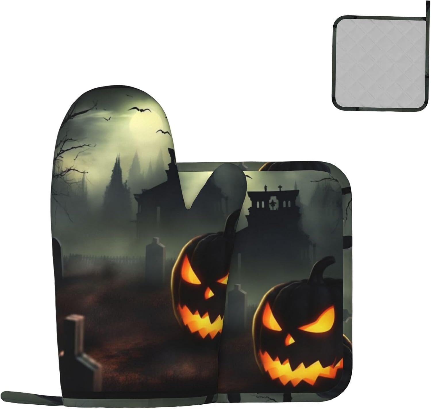 Halloween Horror Oven Mitts and Pot Holders Set of 2