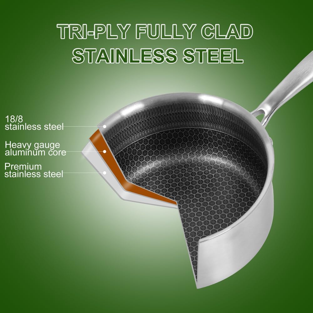 Sleek 2 qt Stainless Steel Saucepan for All Cooktops
