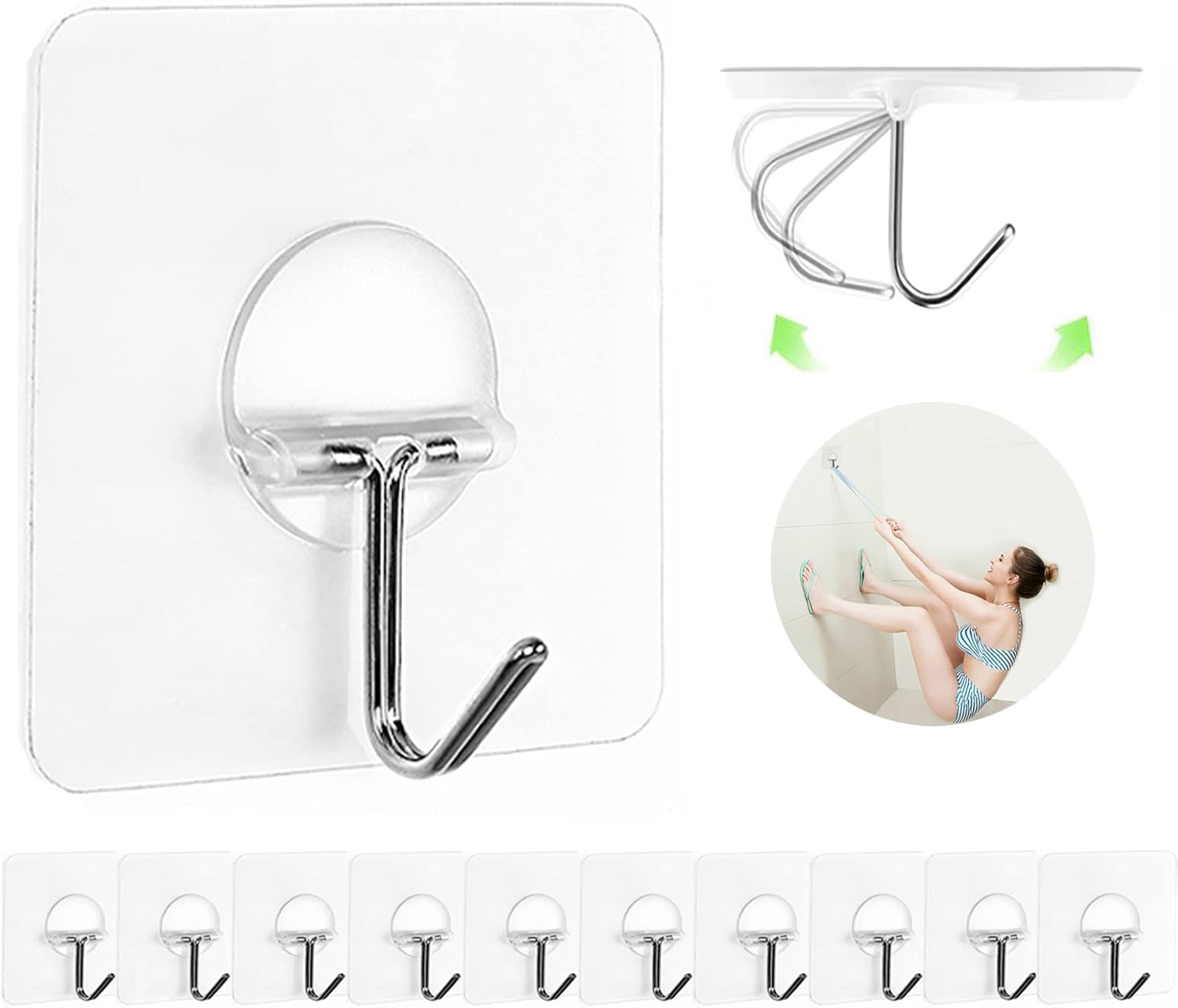 Strong adhesive hooks for home and outdoor use