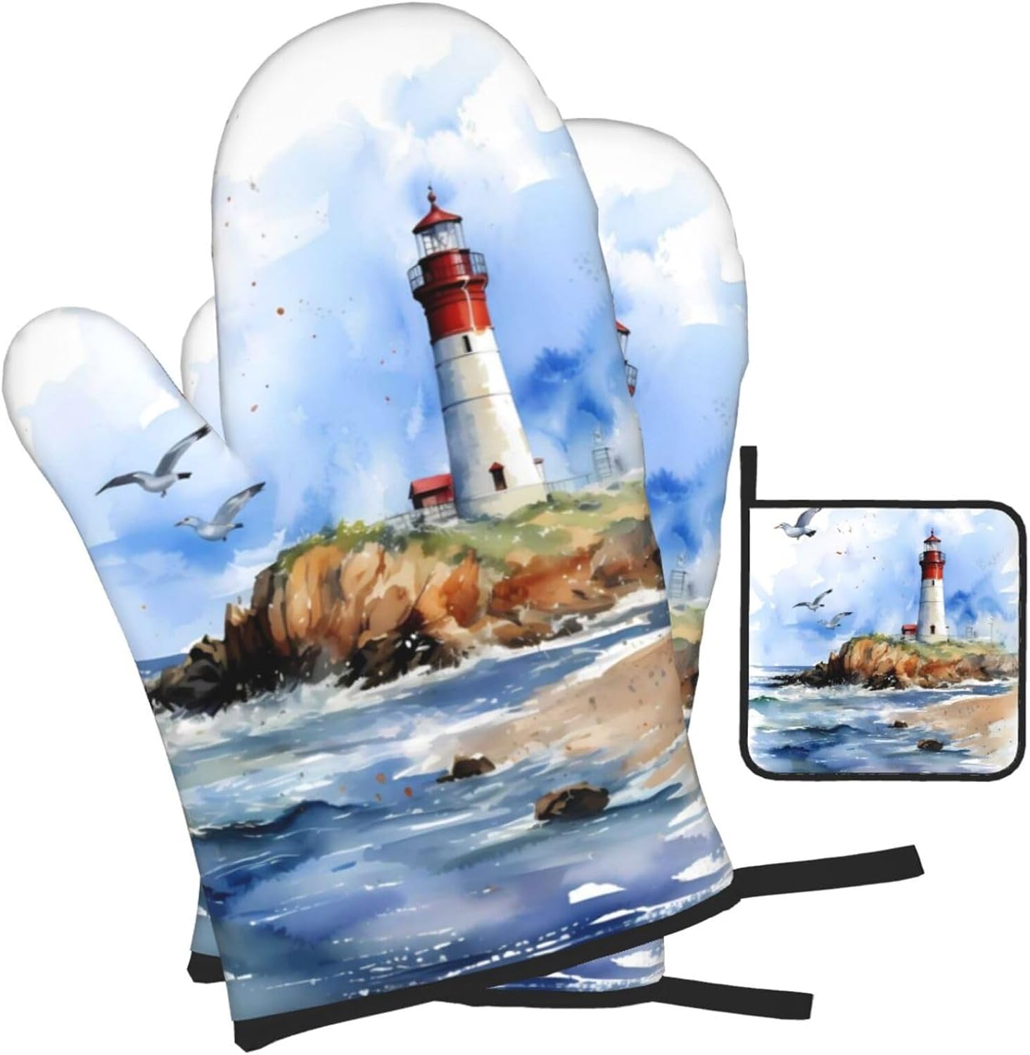 Perfect Set Heat-Resistant Oven Mitts and Pot Holders for Kitchen Use
