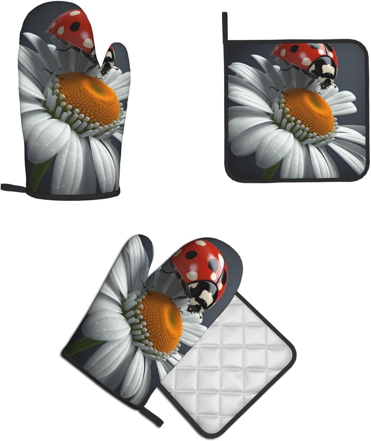Cute Ladybug Oven Mitt Set
