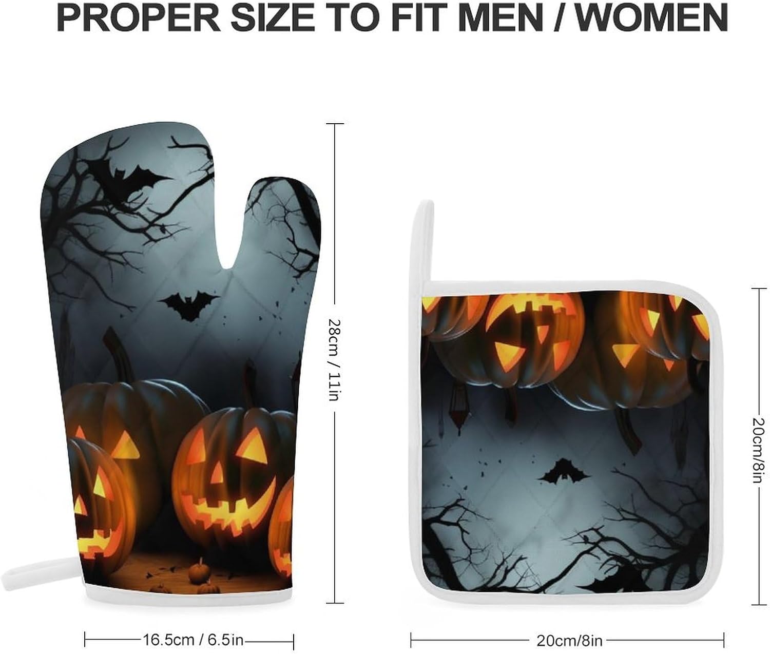 Halloween pumpkin oven mitts set