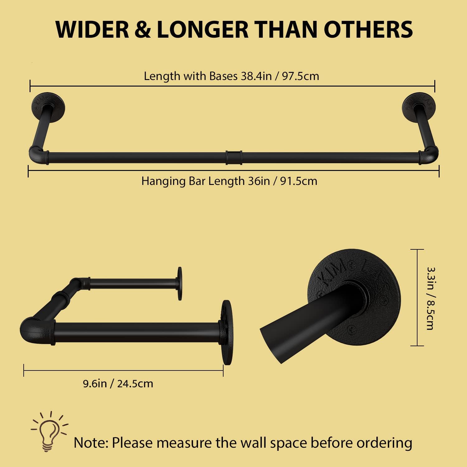 Industrial Pipe Wall-Mounted Clothes Rack - Durable Rust-Resistant
