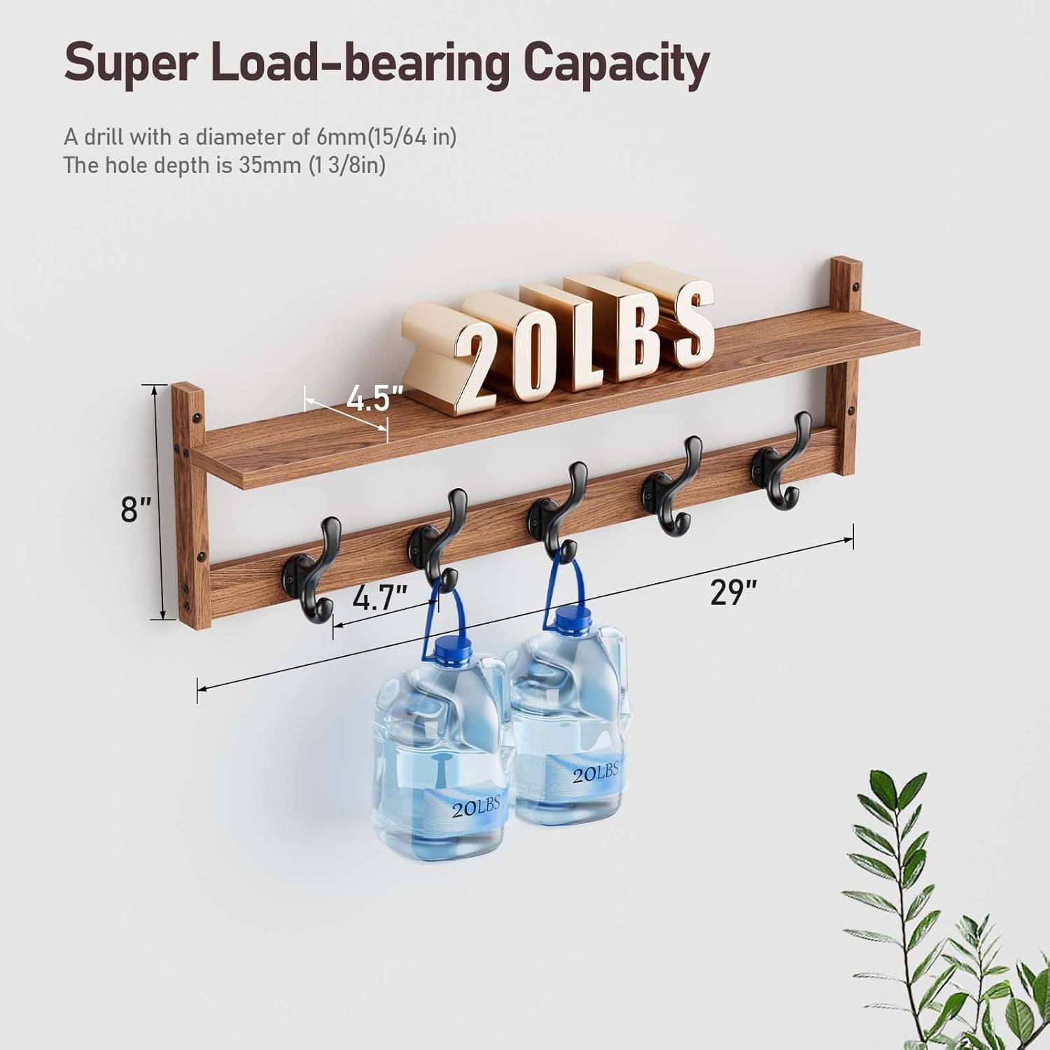 Versatile 29 Wall Coat Rack with Shelf for Home Use