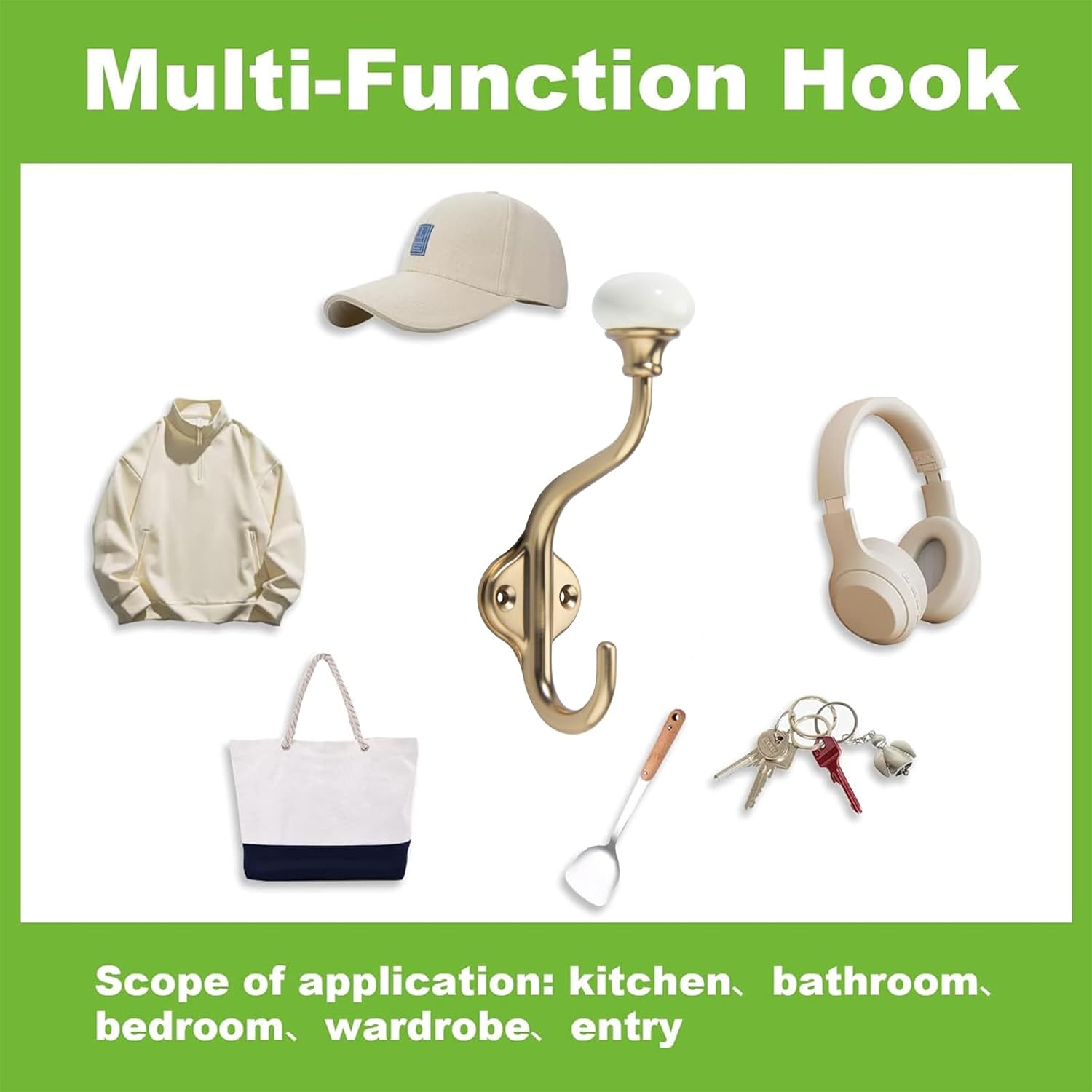 TUNNY 5-Pack Champagne Bronze Coat Hooks