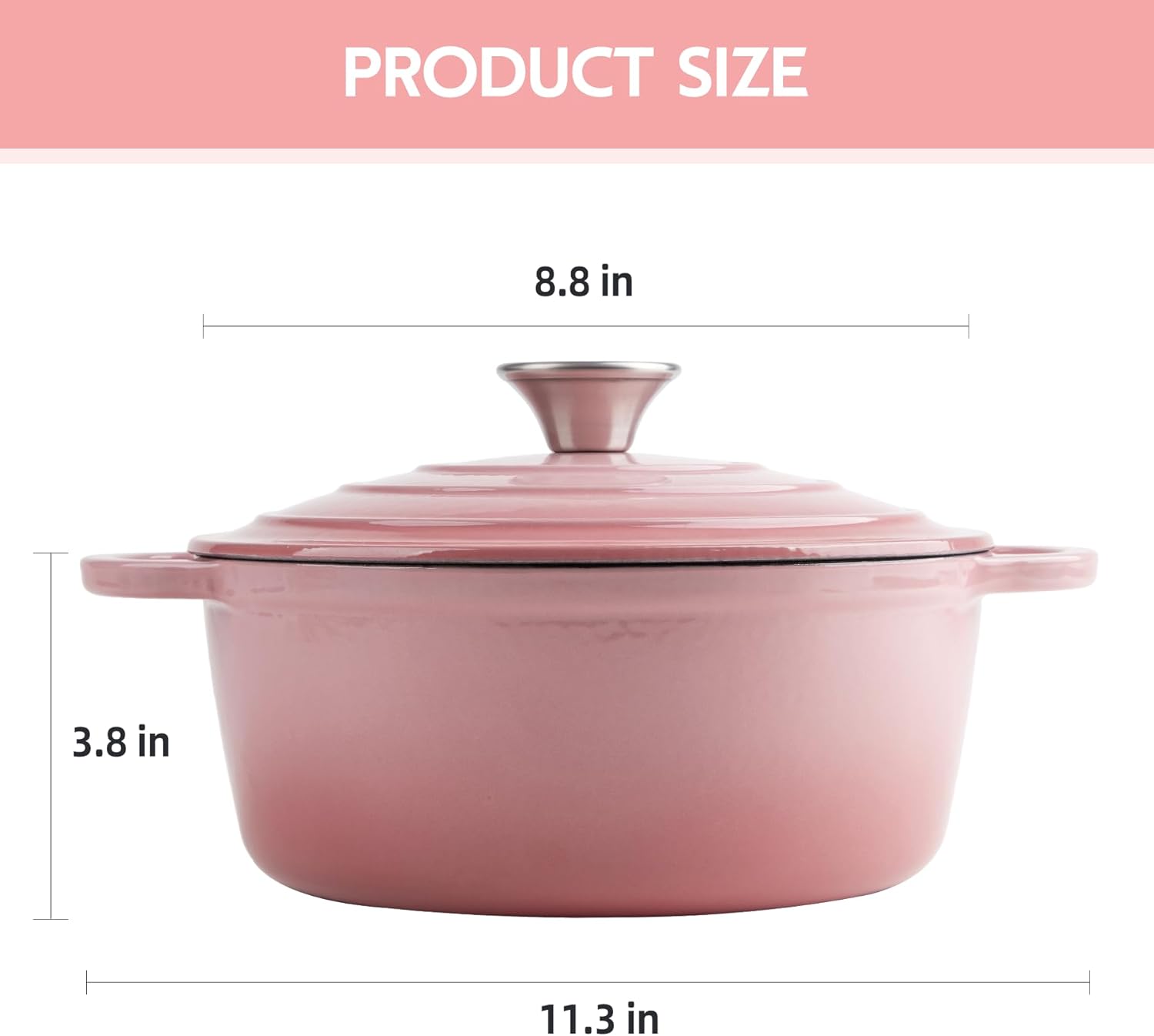Oven Safe 3 Quart Enameled Cast Iron Dutch Oven Pot with Lid