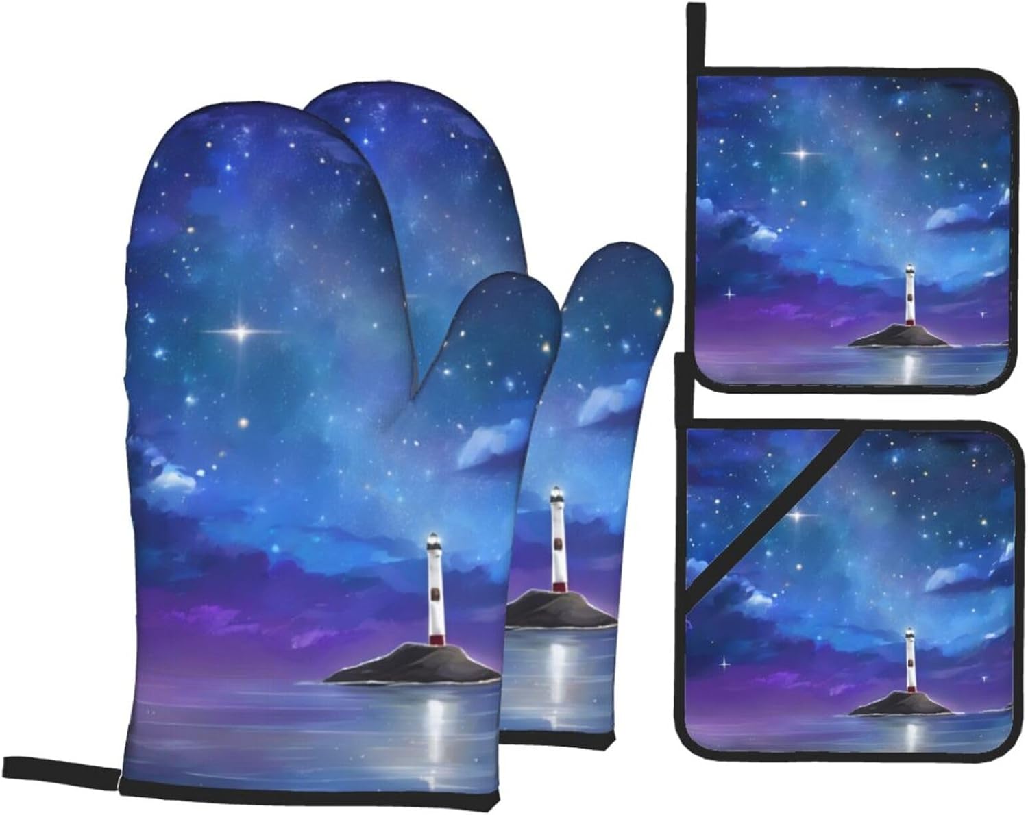 Northern Lights Oven Mitts Pot Holders Heat-Resistant and Durable Cooking Essentials