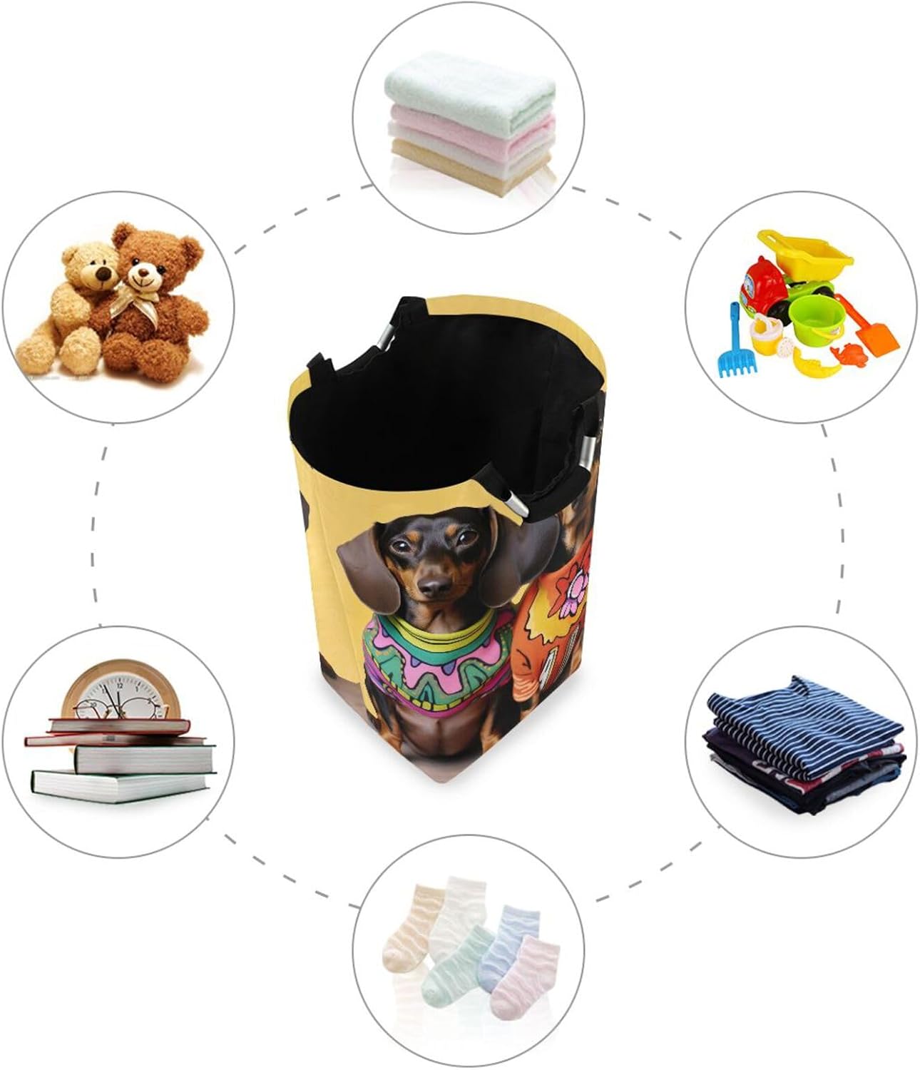 Kigai Collapsible Laundry Basket with Handles for Nursery Storage