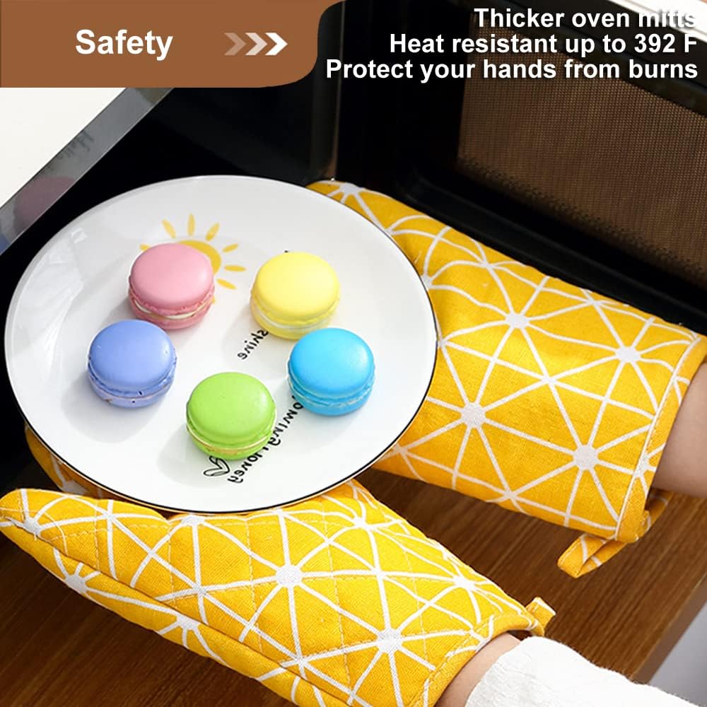 Premium Heat-Resistant Oven Mitts 2-Pack Yellow